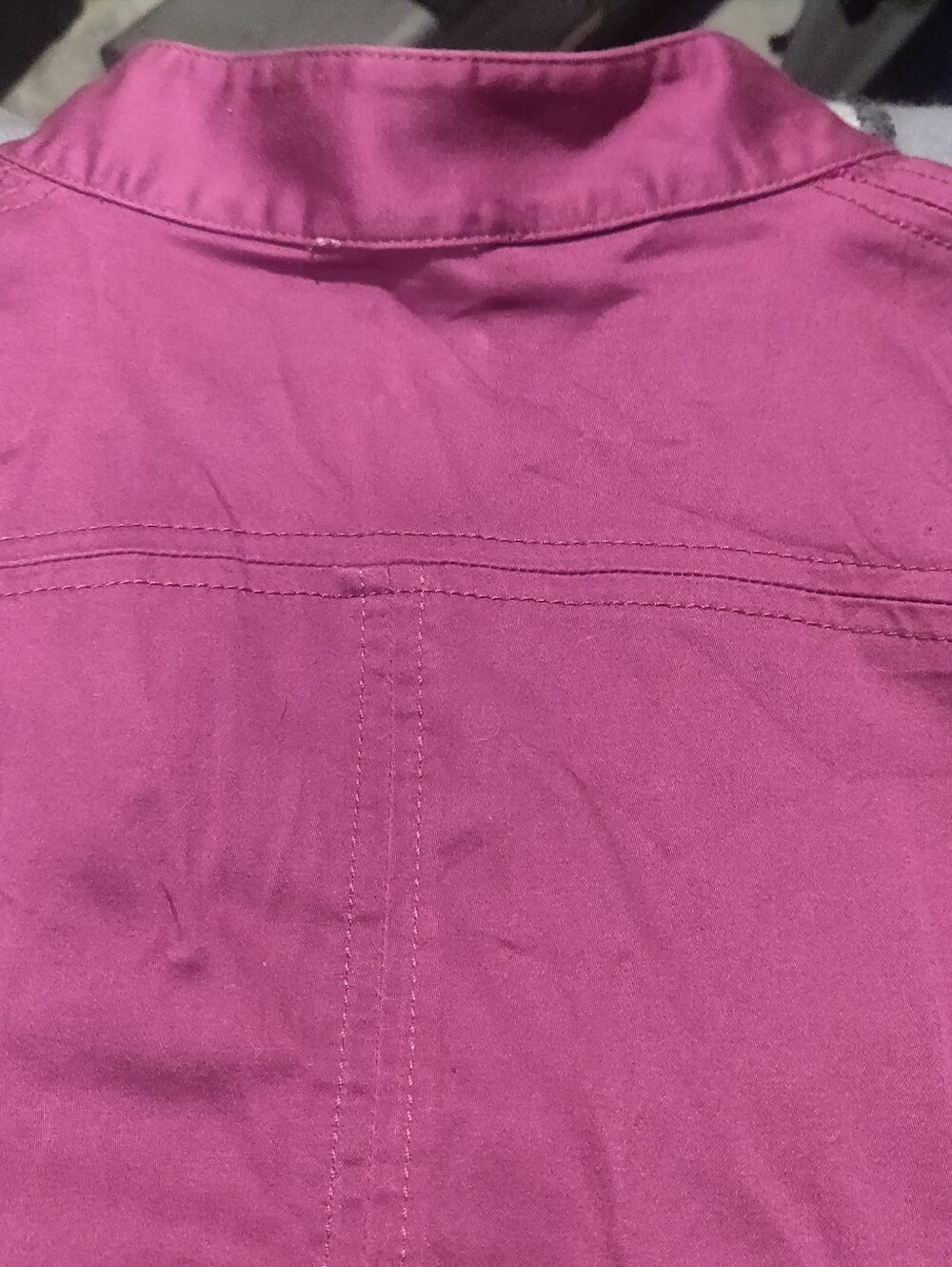 Women's Fuchsia Zip-Front Jacket Monroe And Main Cotton Spandex Size L Detailing - Picture 10 of 13